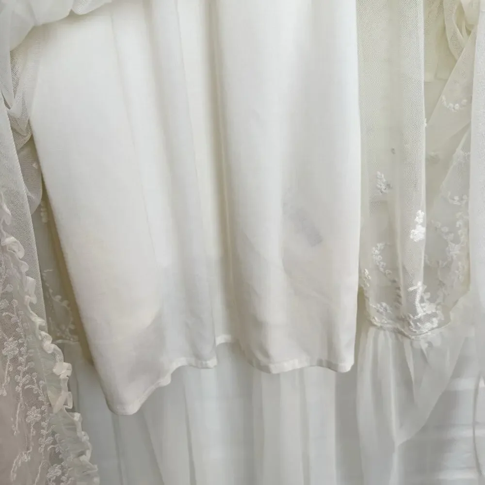 Free People Stevie Embroidered Maxi Dress Tea Flowy Ivory Sheer Floral Lined L - Picture 13 of 15